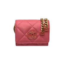 Carica l'immagine nel visualizzatore di Gallery, Charms Flap Card Holder in Pelle Rosa