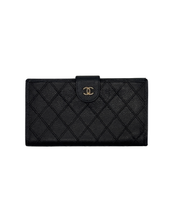 Carica l'immagine nel visualizzatore di Gallery, Portafoglio in Pelle Nera Trapuntata