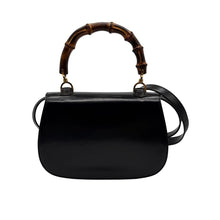 Upload the image to the Gallery viewer, Black Leather and Bamboo Bag