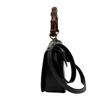 Upload the image to the Gallery viewer, Black Leather and Bamboo Bag