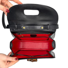 Upload the image to the Gallery viewer, Black Leather and Bamboo Bag