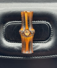 Carica l'immagine nel visualizzatore di Gallery, Borsa in Pelle Nera e Bamboo