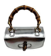 Carica l'immagine nel visualizzatore di Gallery, Borsa Bamboo 1947 Mini in Pelle Laminata Argento