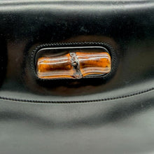 Upload the image to the Gallery viewer, Black Leather and Bamboo Bag
