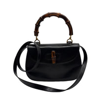 Upload the image to the Gallery viewer, Black Leather and Bamboo Bag
