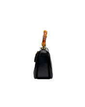 Upload the image to the Gallery viewer, Borsa in Pelle Nera e Bamboo

