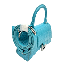 Upload the image to the Gallery viewer, Borsa Hourglass XS in Pelle Blu 
