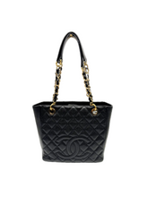 Carica l'immagine nel visualizzatore di Gallery, Borsa Tote Petit Shopping in Pelle Caviar Nera 
