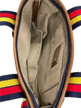 Upload the image to the Gallery viewer, Handbag in denim with multicolored strap
