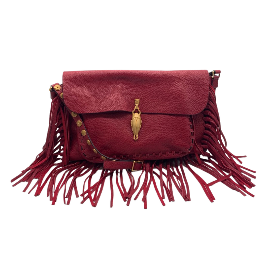 Scarab Fringe Leather Bag